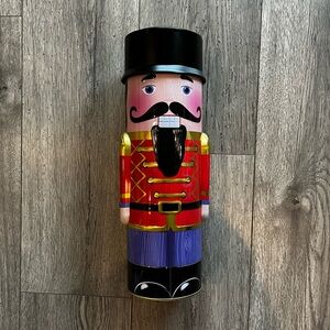Nutcracker Canister Tin Christmas Winter Cookie Holder Gift Giving Decoration